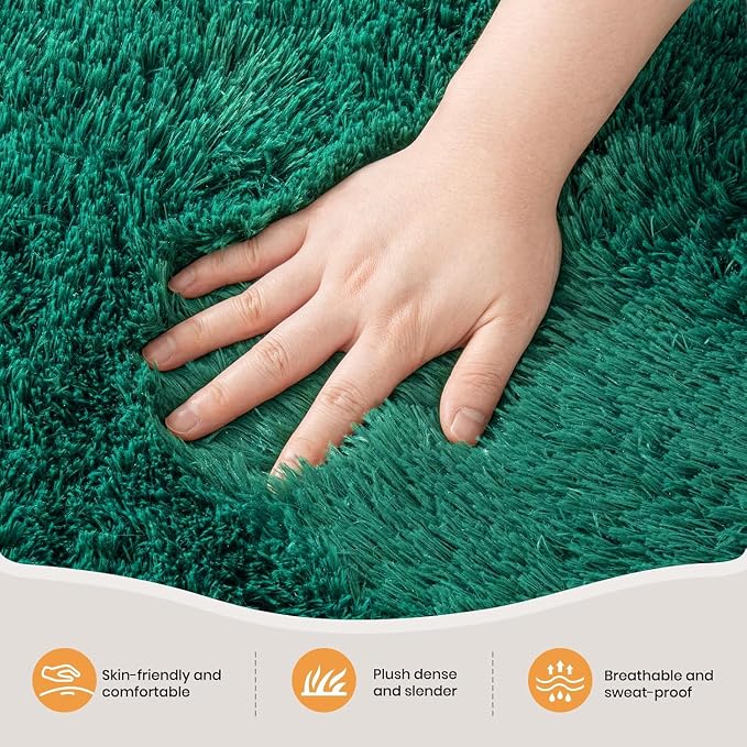 Zentavio Area Rugs for Living Room Small Carpet for Bedroom 3x5 Bedside Washable Soft Fluffy Shag Aesthetic Plush High Pile Throw Rug for Nursery Kids Room Dorm Room Green