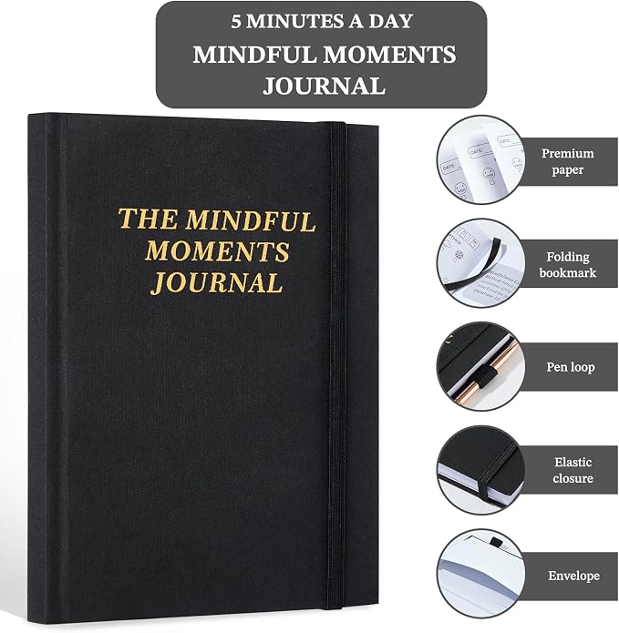 The 13-Week Mental Health Journal for Women & Men: A Guided Mindfulness & Goal-Setting Workbook to Reduce Stress, Practice Daily Gratitude & Build Self-Care Habits | Linen Hardcover, Black