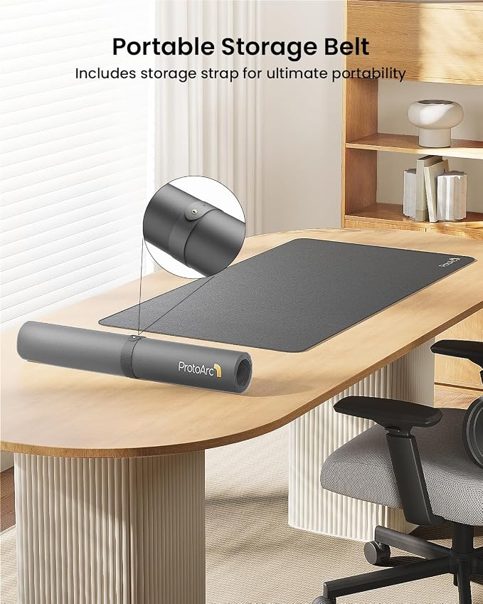 ProtoArc MP10 Leather Desk Mat, Large Mouse Pad- 31.5×15.8 inch, Non-Slip PU Leather Desk Pad Protector, Premium Desktop Mat for Computer, Keyboard and Mouse, Gray