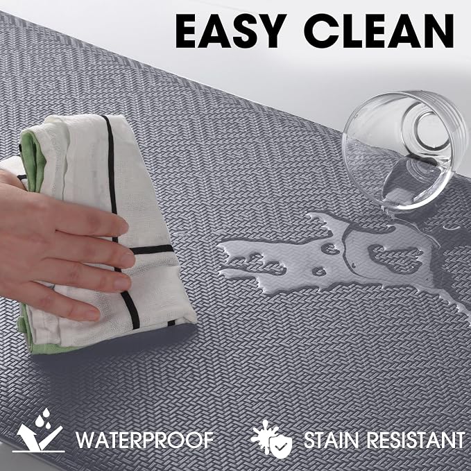 Mattitude Kitchen Mat Cushioned Anti-Fatigue Floor Mat Water Resistant Non-Slip Mats and Rugs Standing and Comfort Desk Mats for House Sink Office Laundry (Light Grey, 17.3"x60")