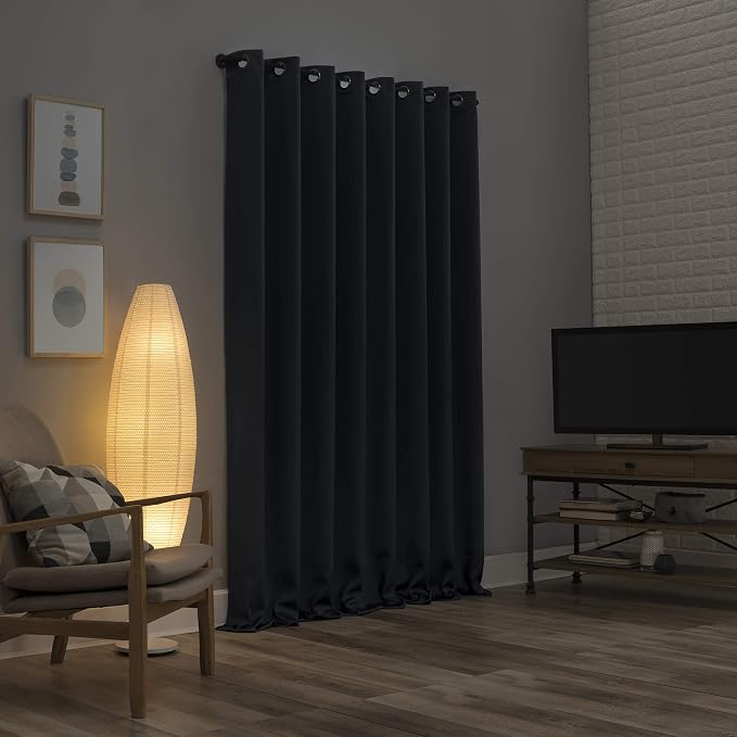 Sun Zero Nordic 2-pack Theater Grade Extreme 100% Blackout Grommet Curtain Panel Pair, 52" x 108", Navy Blue