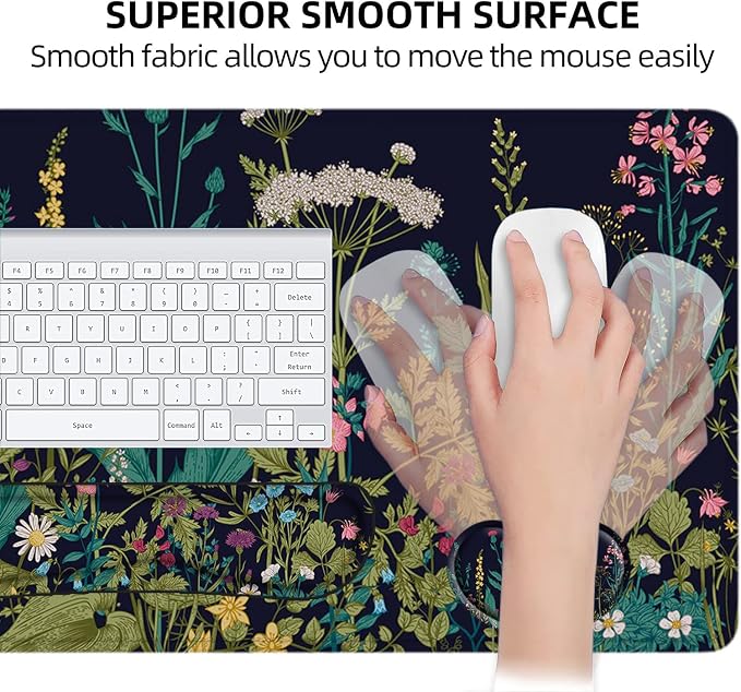 LATEEFAH Desk Mat, Mouse Pad with Wrist Rest, 4-in-1 Large Mouse Pads for Desk, Ergonomic Mouse Pad and Keyboard Wrist Rest Gaming Keyboard Mat for Office, Home