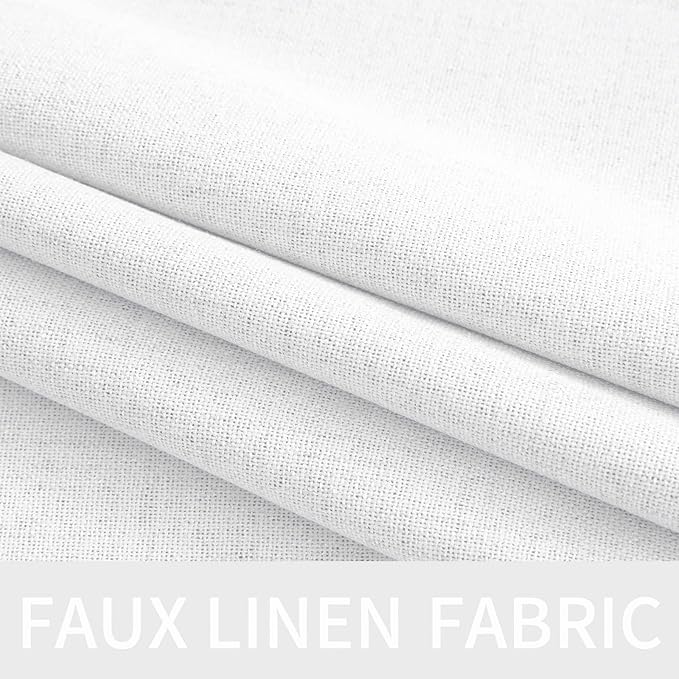 MIULEE 100% Blackout Linen Textured Curtains for Bedroom Solid Thermal Insulated Bright White Grommet Room Darkening Curtains & Drapes Luxury Decor for Living Room 52 x 84 Inch (2 Panels)