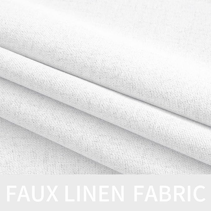 MIULEE Linen Textured Curtains for Bedroom Solid 100% Blackout Thermal Insulated Bright White Grommet Room Darkening Curtains & Drapes Luxury Decor for Living Room 52 x 54 Inch (2 Panels)