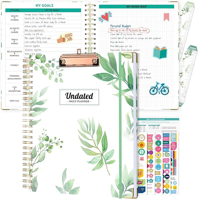Ospelelf Undated Spiral Bound Planner Daily, Weekly and Monthly Planner 2026, Work Planners 12 Month 8.5 x 11