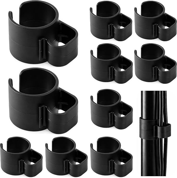10 Pcs 35mm Speaker Pole Cable Clips, Pole Cable Management Clips | Sturdy Flame-retardant PP Material, Easy Snap-on, Secure Firm Clamping, Sufficient Kit for Multiple Audio-visual Devices