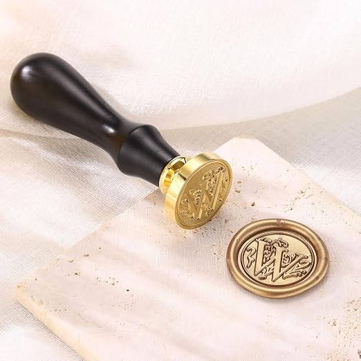 Yoption Traditional Initial Alphabet Wax Seal Stamp with 120 Antique Gold Wax Seal Beads Kit for Wedding Engagement Party Invitation Envelope Christmas Gift Wrap - Letter W