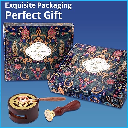 Wax Seal Stamp Kit - 24 Colors, 624 Pcs Stamp Beads, Sealing Wax Warmer, Metallic Pen & Envelope, Gift & Decoration Set
