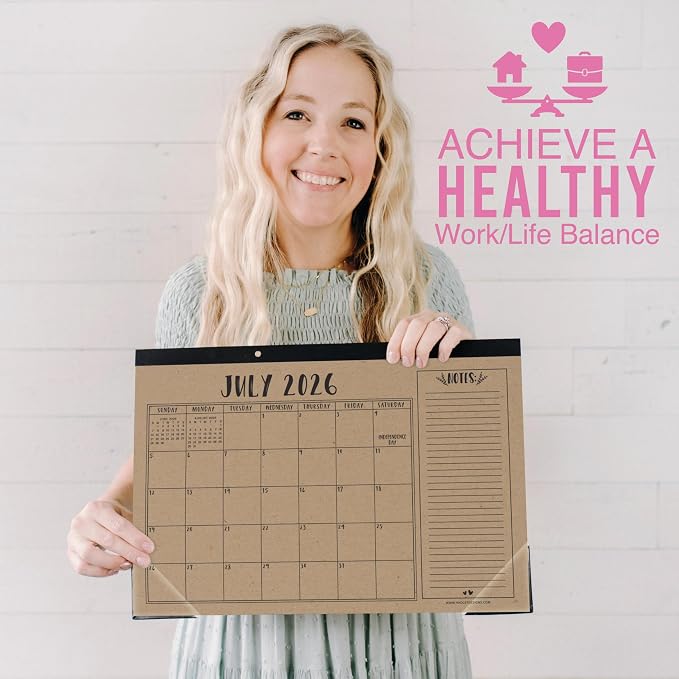 Hadley Designs Large Teacher Desk Calendar 2026-2027 - Desktop Calendar 2026, 18-Month Desk Calendars for Home, Office & Classroom, Cute Classroom Must Haves, Back to School Teacher Gifts