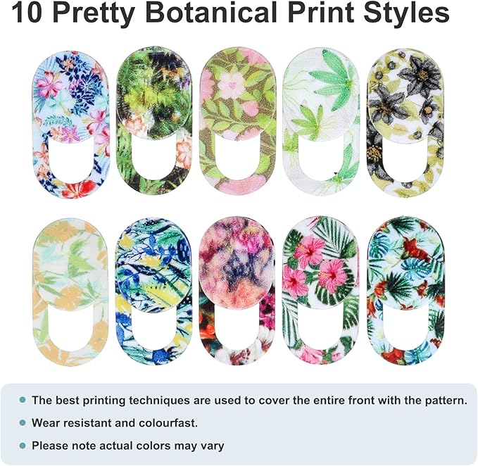 10 Pcs Laptop Camera Cover Slide Webcam Cover Slide Cute Web Camera Slider Ultra-Thin for Laptop PC Computer Cell Phone Tablet Accessories Protect Your Visual Privacy Flowers