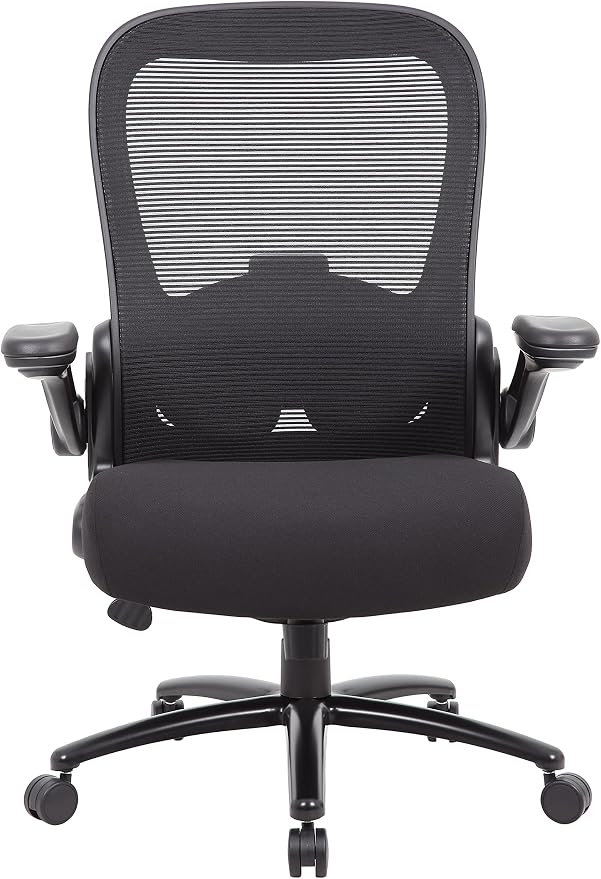 Boss Office Products Heavy Duty Flip Arm Mesh Task Chair 400-lb. Weight Capacity in Black