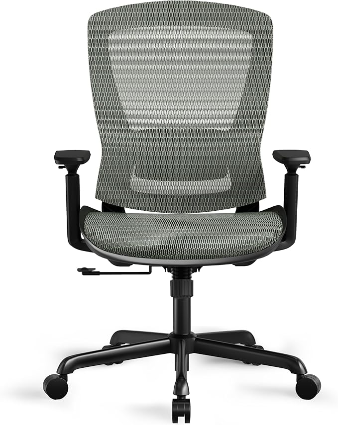 ELABEST T96 Mesh Office Chair,Ergonomic Computer Desk Chair,Sturdy Task Chair- Adjustable Lumbar Support & Armrests,Tilt Function,Comfort Wide Seat,Swivel Home Office Chair