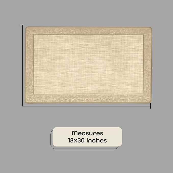 Anti-Fatigue Floor Comfort Mat - 18 x 30 Inch (Clarke Tan) - Non-Slip Kitchen Mats for Floor - Easy to Clean Cushioned Standing Mat for Bathroom & Office Desk - Achim Home Décor