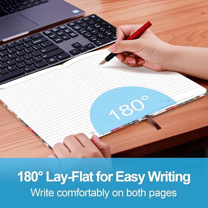 Lined Journal Notebook A5, College Ruled Hardcover Journal for Women, 160 Pages with 100gsm Thick Paper for Writing, Work, Notes & Journaling, Gift for Women, Night Floral