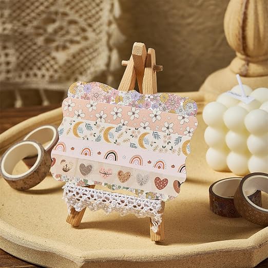 Boho Washi Tape Set 10 Rolls Cute Masking Graphic Floral Pattern Decorative Tapes for Arts, DIY Crafts, Journals, Planners, Scrapbook, Wrapping (Warm)