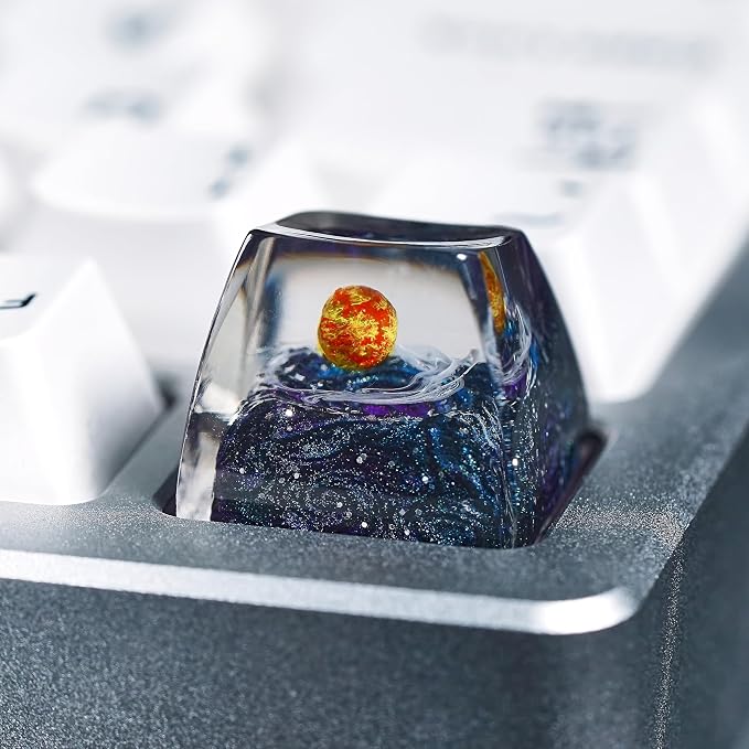 Sun Artisan Keycap Solar System Planet - 1U ESC, R1 SA Profile Custom Handmade Resin Cherry MX Switch Key Cap Mechanical Keyboard, Cool Tech Gifts for Men, Dad, Father, Gamer, Space Lover