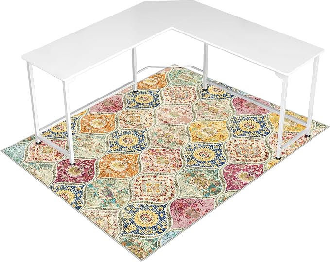 Office Chair Mat for Hardwood Floor & Tile Floor,48"X 60" Heavy Duty Desk Chair Mat for Hard Floors, Under Desk Rug for Rolling Computer Chair,Anti Slip,Low Pile Carpet Floor Protector-Multi