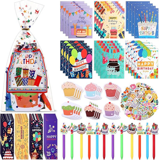 194 Pcs Birthday Return Gifts Birthday Classroom Stationery Party Favors Includes Notebook Ballpoint Pen Bookmark Sticky Notes Goodie Bag Stuffers Gifts School Student Rewards Prize