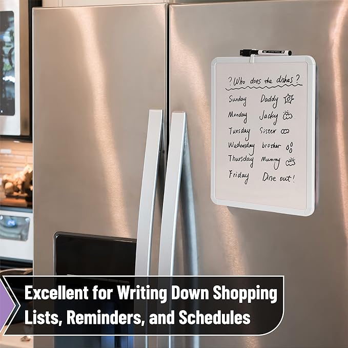 Mr. Pen- Dry Erase Board, 14” x 11” with a Black Dry Erase Marker, Small Mini White Board for Students, White Frame, Includes Double Sided Tapes