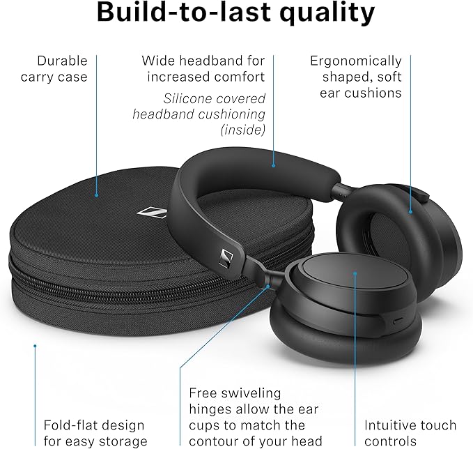 Sennheiser ACCENTUM Plus Wireless Bluetooth Noise Cancelling Headphones - Quick-Charge Feature, Up to 50HR Playtime, Adaptive Hybrid ANC, for Traveling, School & Work, White