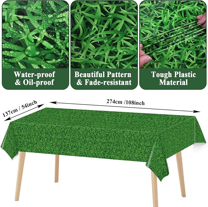 Qyeahkj Golf Party Supplies Serves 24 Golf Ball Party Paper Plates and Napkins Green Grass Plastic Tablecloth Set Sports Themed Tableware Kit for Birthday Decoration Baby Shower Decor