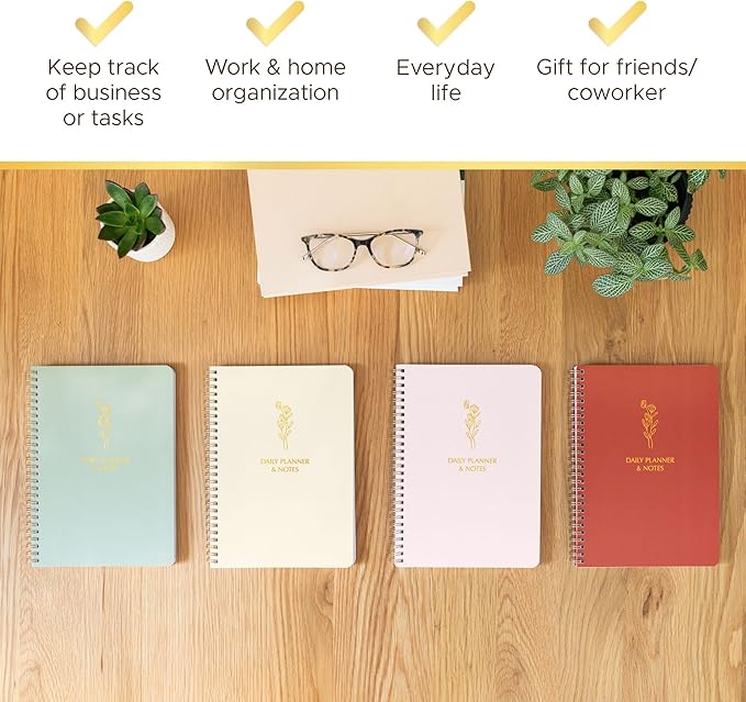 Simple Daily Planner Undated with Hourly Schedule - 6.5x9.25" Sage Green Day Planner & Spiral To Do List Notebook - Aesthetic and Cute Work Journal, Task Organizer Notepad and Productivity Planners
