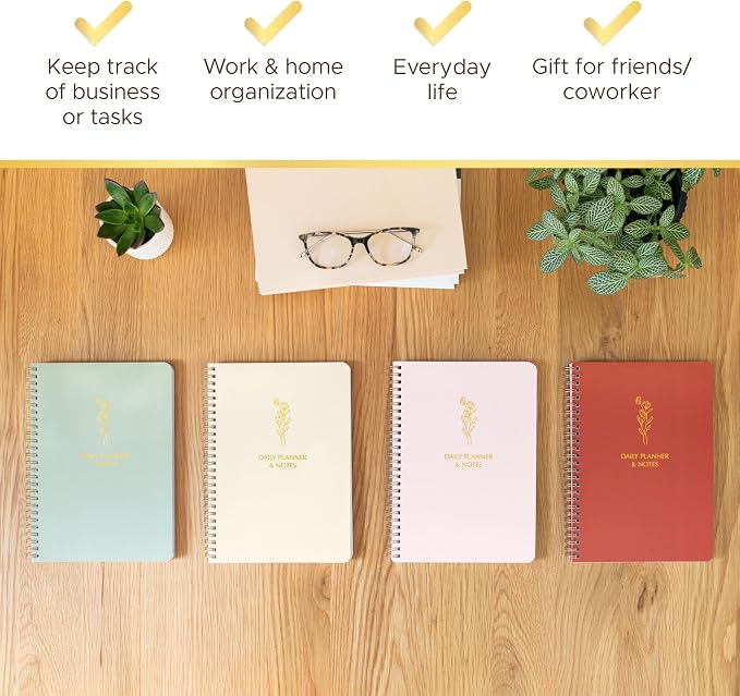 Simple Daily Planner Undated & To Do List Notebook: With Hourly Schedule - 6.5x9.25" Blush Pink - Aesthetic Spiral Note book for Work and Life Tasks - Day & Hour Agenda, Organizer Notepad Journal
