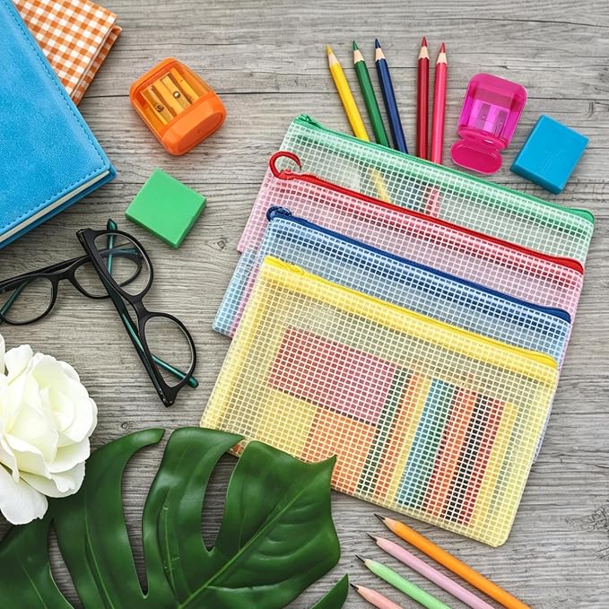 145 Pcs Back to School Supplies Kit Include Mesh Zipper Pouch Bags, Pencils, Colored Pencils, Erasers, Pencil Sharpeners, Gift Cards, Ribbon for Classroom Exchange Elementary Students Teacher Rewards