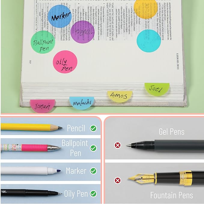 Mr. Pen- Transparent Sticky Note Set, 560Sheets, Colorful, Round Transparent Sticky Notes Set, Stocky Notes for Bible Journaling