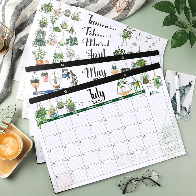 Desk Calendar 2026-2027 - Calendar 26-27, Jul. 2026 - Dec. 2027, Desktop Calendar 2026-2027, 17" x 12" Large Desk Calendar with Cutting Lines, Corner Protector, Note Section for home, office, school.