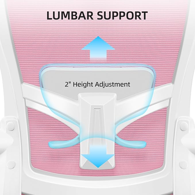 FelixKing Office Chair, Desk Chair with Adjustable Lumbar Support, Ergonomic Computer Chair with High Back and Armrest, Adjustable Height Gaming Chair Home Office Swivel Chair(Pink)