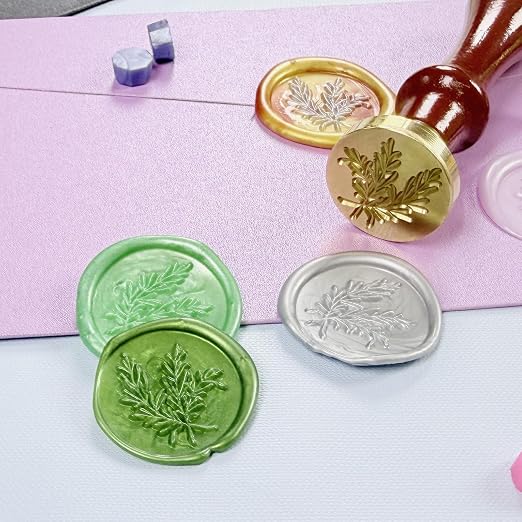 Xitalia Wax Seal Kit, 624 Pcs 24 Colors Sealing Beads, 1 Pcs Stamp,Sealing Wax Warmer,Spoon,Mat,Metallic Pen, 10Pcs Envelope, 8Pcs Tea Candles for Wedding Birthday Gift and DIY Craft