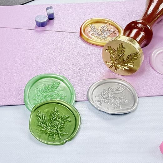 Wax Seal Kit, 624 Pcs 24 Colors Sealing Beads, 1 Pcs Stamp,Sealing Wax Warmer,Spoon,Mat,Metallic Pen, 10Pcs Envelope, 8Pcs Tea Candles for Wedding Birthday Gift and DIY Craft