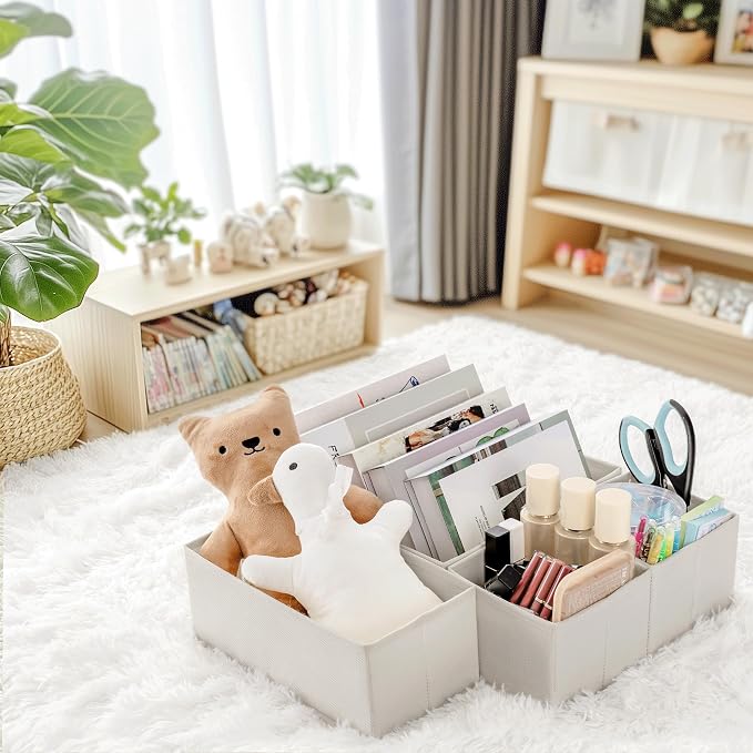 Criusia Drawer Organizer Clothes, 10 Pack Dresser Organizer for Baby Clothes, Underwear, Sock- Foldable Closet Organization and Storage Dividers Bins for Nursery, Bedroom (Oatmeal)