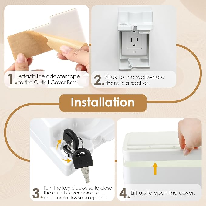 1 Pack Power Strip Cover Baby Proof & 1 Pack Outlet Cover Box | Cable Management Box with Lock, Baby Proof Power Strip with Holes for Wire Storage and Organization, Outlet Protector