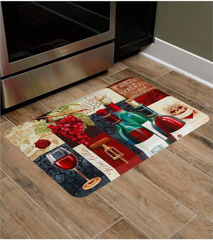 J&V TEXTILES Anti Fatigue Cushioned Comfort Mat, Ergonomically Durable, Supportive, Padded, Thick and Washable, Stain-Resistant, Kitchen, Garage, Office Standing Desk Mats (Favorite Reds)*