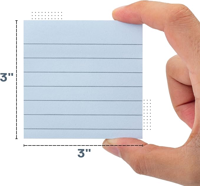 Mr. Pen- Lined Sticky Notes, 3" x 3", 12 Pads, 60 Sheets/Pad, Morandi Color | Bulk Sticky Notes with Lines, Ruled Post Stickies, Memo Pads, Self-Stick Note Pad for Office, School, Home, Study