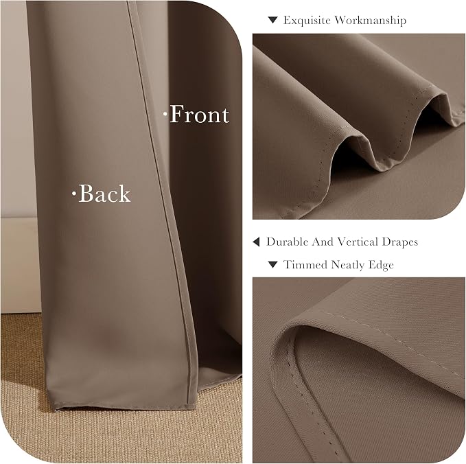 PONY DANCE Extra Long Blackout Curtains 120 inches Long for Bedroom, 10 FT Rod Pocket Back Tab Room Darkening Floor to Ceiling Drapes for Living Room Windows, W 52 x L 120 inch, Mocha, 2 Panels