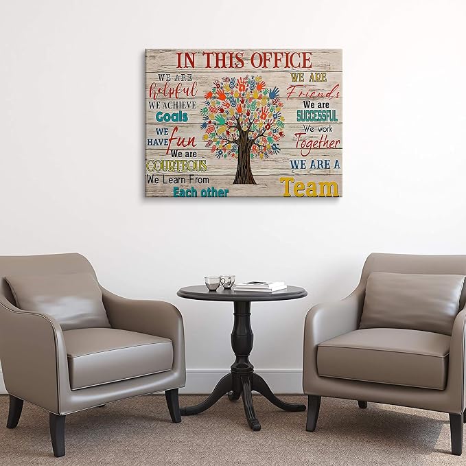 HDXUFJQ Office Inspirational Wall Art In This Office Canvas Wall Decor Team Rules Motivation Positive Quotes Pictures Prints Teamwork Painting for Home Ready to hang(12"x16")