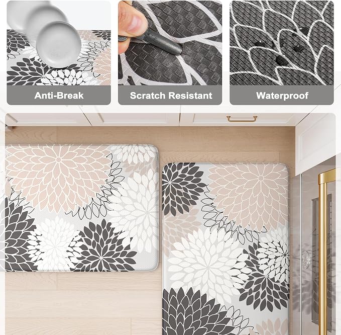 KIMODE Kitchen Mats Cushioned Anti Fatigue Comfort Kitchen Runner Rugs | 20"x71"Pink, Floral,Farmhouse,Waterproof Kitchen Mat ,Comfort Standing,Wipe Clean,Kitchen Runner Rug Laundry Sink Floor