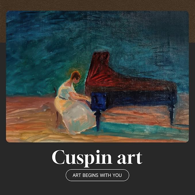 Framed Vintage Music Wall Art, Retro Mid Century Modern Piano Canvas Prints Artwork for Walls, Abstract Woman Picture for Music Room Dining Room Bedroom Living Room Elegant Home Wall Decor, 24x18 Inch