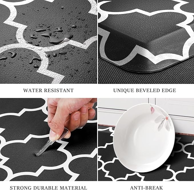 WISELIFE Anti Fatigue Floor Mat - 4/5 Inch Kitchen Mat Non Slip Waterproof Heavy Duty Ergonomic Comfort Mat Durable for Home, Office, Sink, Laundry,(17.3" x 39", Black)