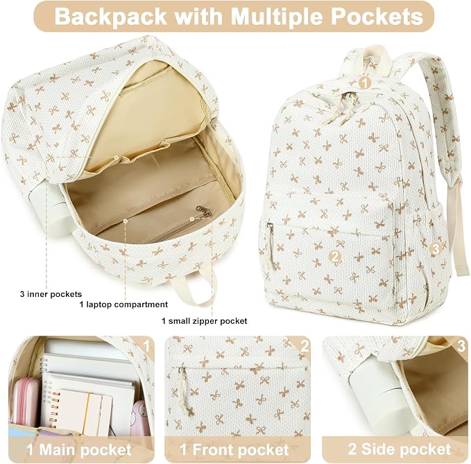 LEDAOU Backpack for Girls School Bag Kids Bookbag Teen Backpack Set Daypack with Lunch Bag and Pencil Case | Kids