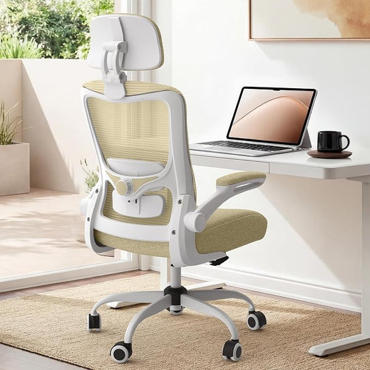 Ergonomic Office Chair for Long Hours, Adjustable Padded Lumbar Support for Lower Back Relief, 330 lb Capacity, Comfortable Computer Desk Chair for Home Office, Work & Study