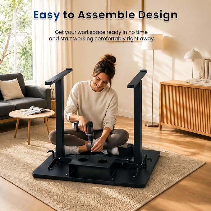 35" x 20" Electric Standing Desk, Compact Height Adjustable Desk for Small Spaces, Small Ergonomic Sit Stand Workstation for Home Office Bedroom Apartment (Classic Black)
