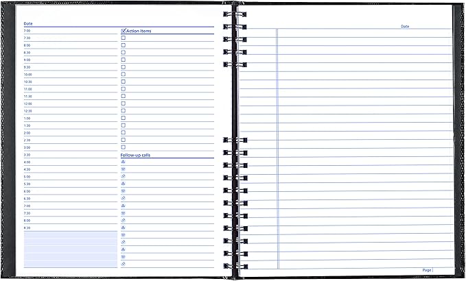 NotePro Undated Daily Planner, Black, 200 Pages,10 3/4 x 8-1/2 Inches