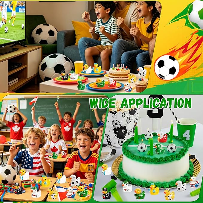 200Pcs World Soccer Cup Mini Resin Ducks 10 Style Sports Theme Miniature Football Ducks Bulk Player Referee Tiny Duck Figures for Soccer Party Favors Office Desk Shelf Decor Sports Fans Gifts