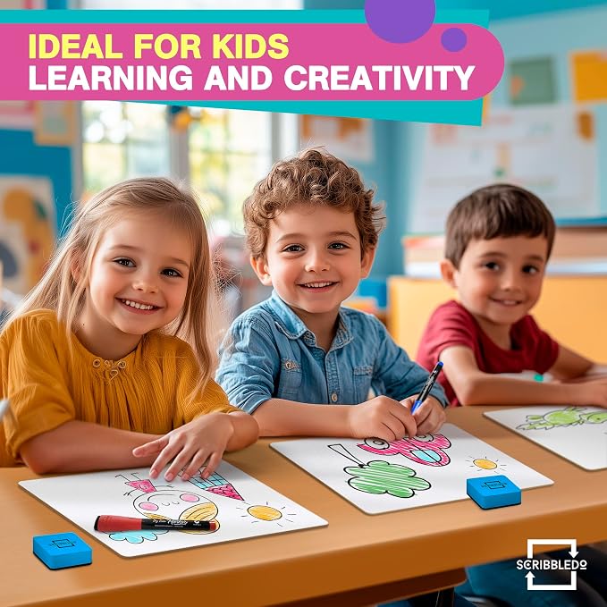 SCRIBBLEDO Small Dry Erase Board 11x14 Double Sided Whiteboard 6 Pack | Double Sided 11x14 Inch, Premium Masonite Handheld Hardboard, Wipes Clean No Ghosting, Students Classroom & Home