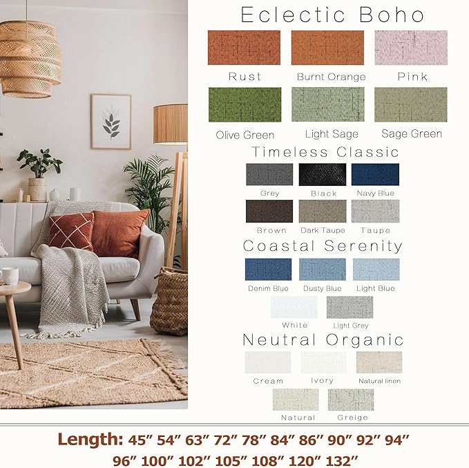 KOUFALL Bathroom Window Curtains, Boho Vintage Retro Decor Short Linen Blackout Curtains for Bedroom Kitchen, Moss Olive Green