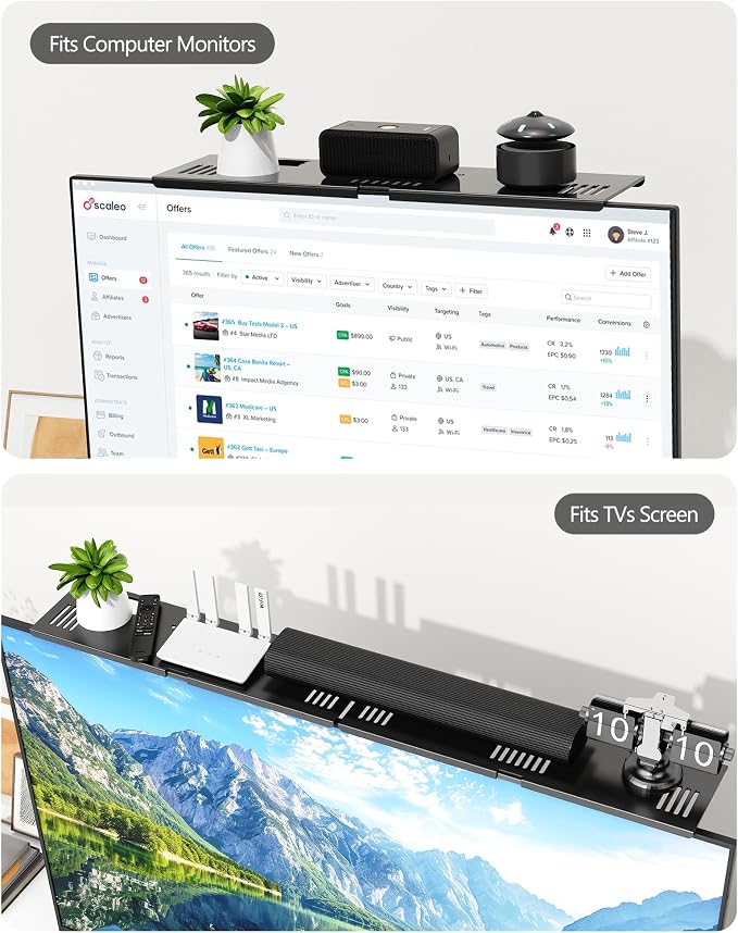 Soundbar Mount, No Drilling Steel TV Top Shelf Fits Most of Sound Bars Up to 15 Lbs, Universal Sound Bar TV Mount Bracket, Sound Bar Stand Compatible with Samsung, Sony, LG,Bose, 33.8x4.7inch